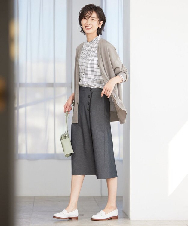 J.PRESS LADIES 【洗える】 シルキーレーヨンストレッチ Ｖネック カーディガン ブラウン系