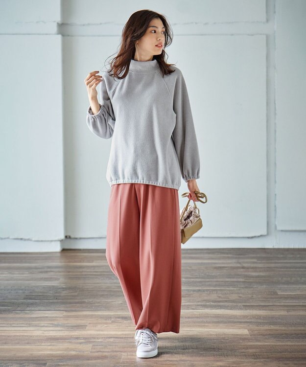 ANY 【ウエストゴム/リントラク加工/裏起毛/ストレッチ】シークレットウォーム　ワイドパンツ テラコッタ