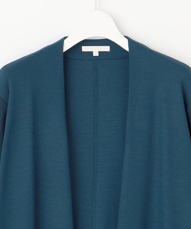 自由区 【洗える】ウールニットコンビジャージー ライトアウター リッツブルー系