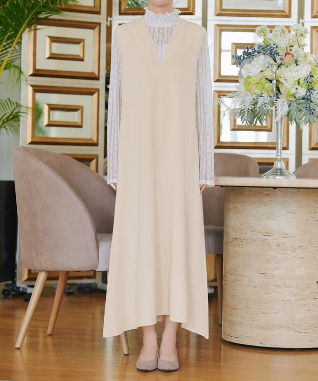 Tiaclasse 【洗える】スポンジニットジャンスカ アイボリー