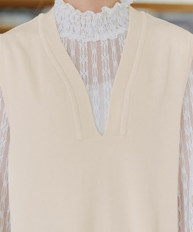 Tiaclasse 【洗える】スポンジニットジャンスカ アイボリー