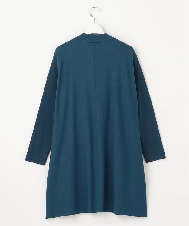 自由区 【洗える】ウールニットコンビジャージー ライトアウター リッツブルー系