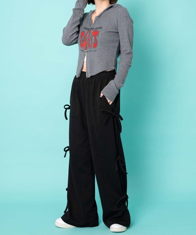 WEGO サイドリボンスウェットパンツ ブラック