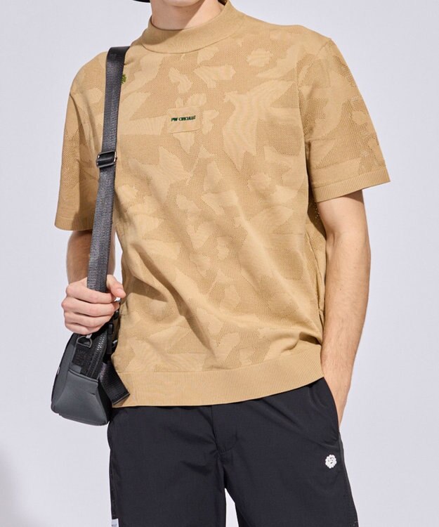 PW CIRCULUS 【MEN】ＤＯＶＥモチーフ ニットモックネック ゴルフ ベージュ系