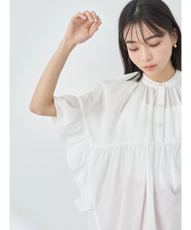 earth music&ecology コットンボイルボリュームブラウス Off White