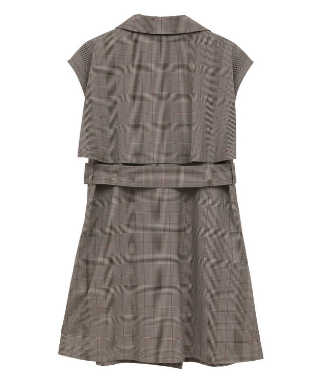 earth music&ecology ショートジレンチ Check Brown