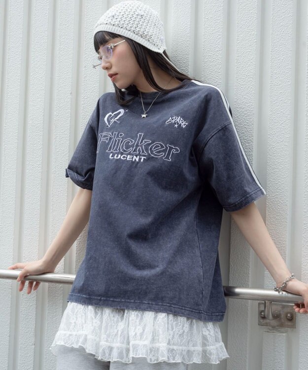 WEGO 【ユニセックス着用ITEM】スリーブラインロゴBIG　T（SS） ネイビー