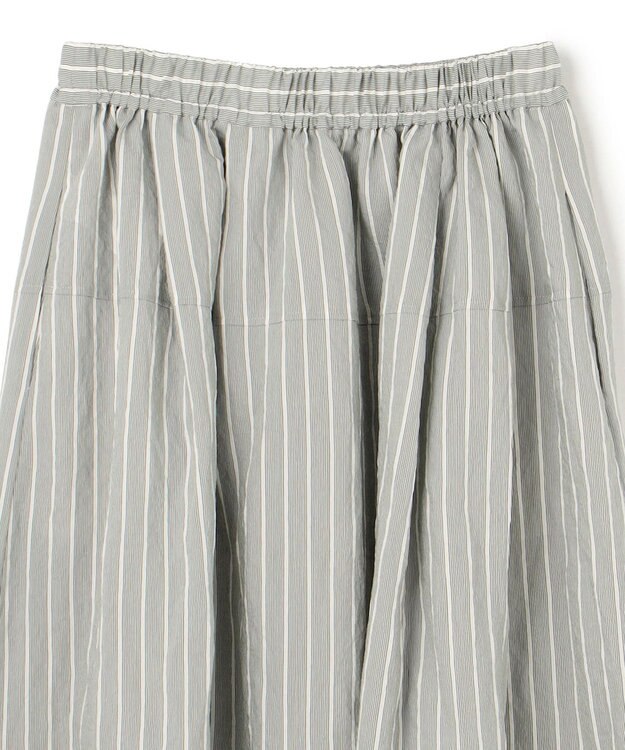 BEIGE， 【洗える】FREESIA / イージーウエストストライプフレアスカート Green Stripe