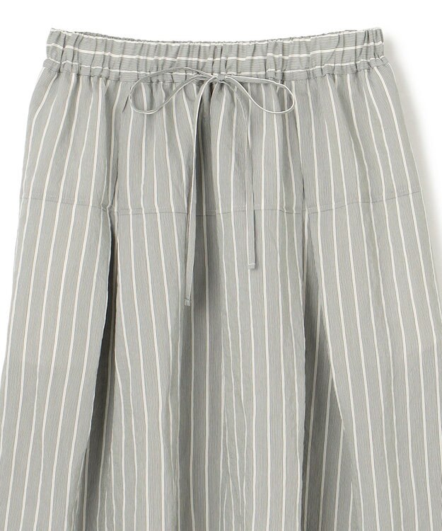 BEIGE， 【洗える】FREESIA / イージーウエストストライプフレアスカート Green Stripe