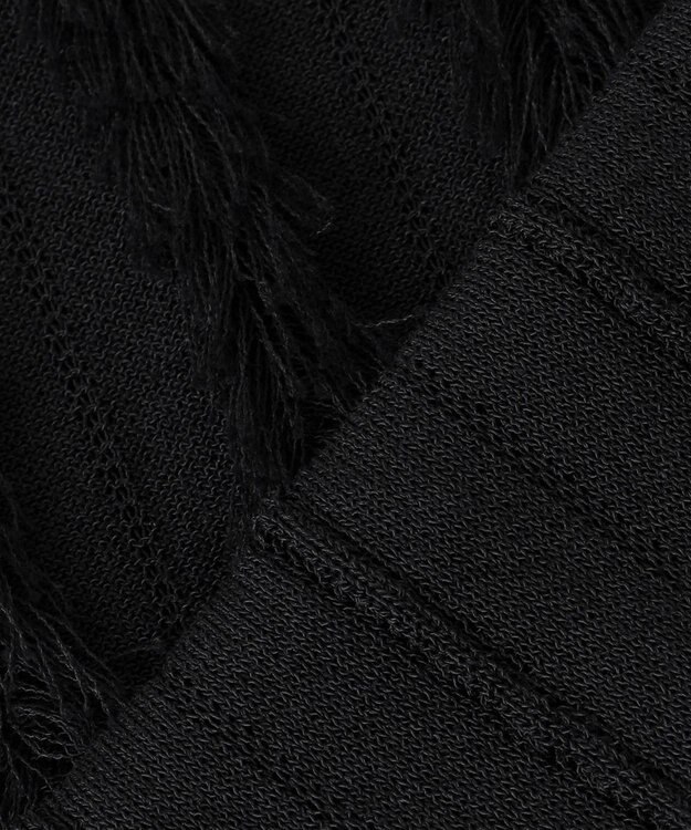 ICB L 【洗える】カットジャガード Vネックニット ブラック系