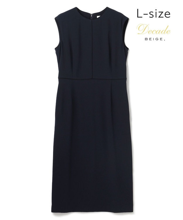 BEIGE， 【Lsize・セットアップ対応】CINDY / 配色ライン クルーネックドレス Navy x Black