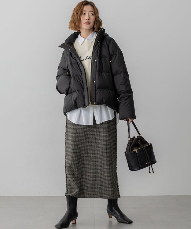 23区 L 【滝沢眞規子さん着用/VERY掲載】シレータフタ コンパクト ダウンコート ブラック系