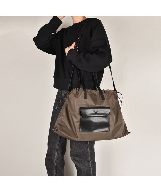 Y'SACCS ドローストリング2WAYトート Mサイズ カーキ