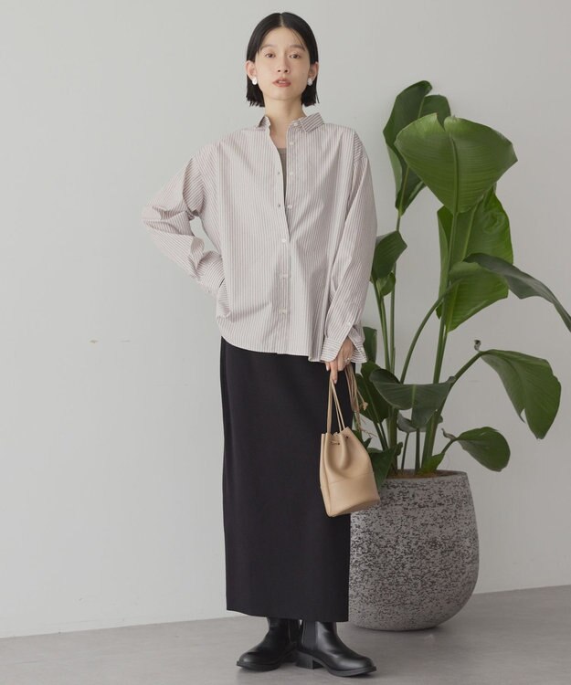 AMERICAN HOLIC イージーケアベーシックシャツ Stripe Brown