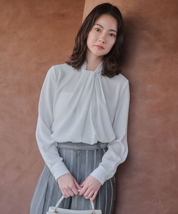 BEIGE， 【人気シリーズ】ANITA / ロングスリーブタックブラウス White