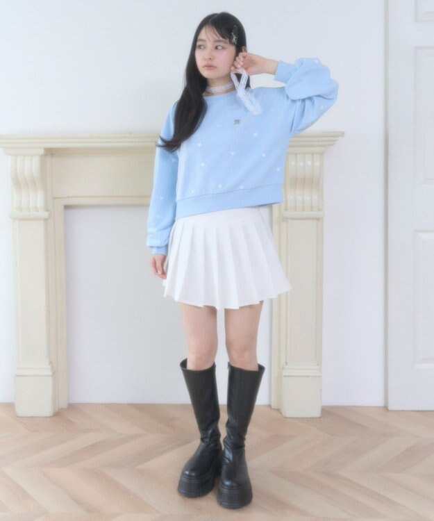 WEGO ハート総柄刺?スウェット サックス