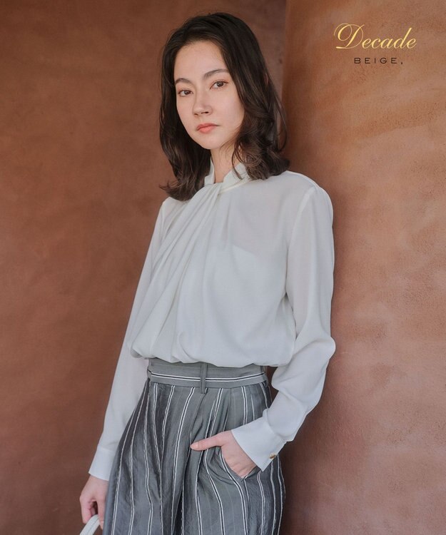 BEIGE， 【人気シリーズ】ANITA / ロングスリーブタックブラウス White