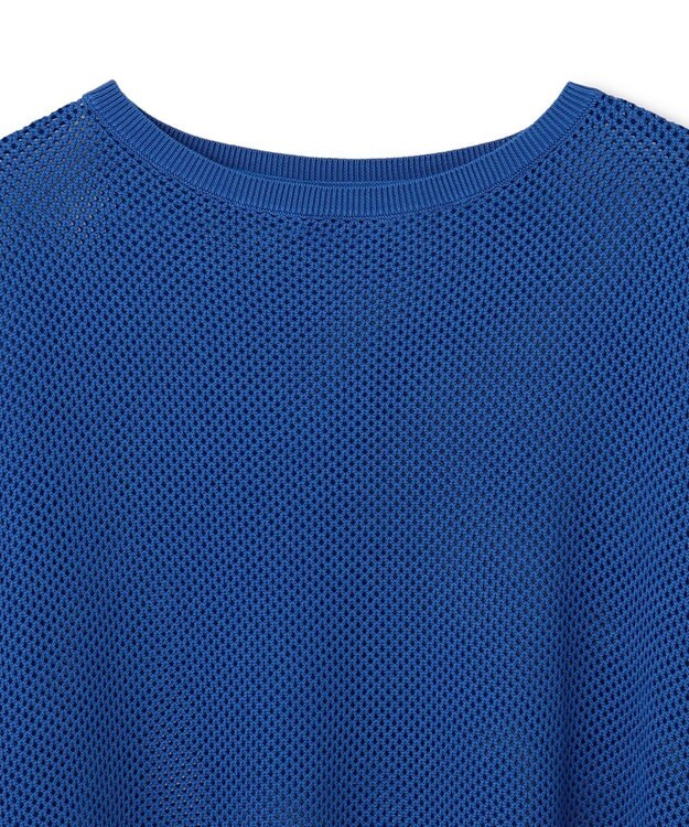 UNFILO L メッシュ ハーフスリーブ ニット ブルー