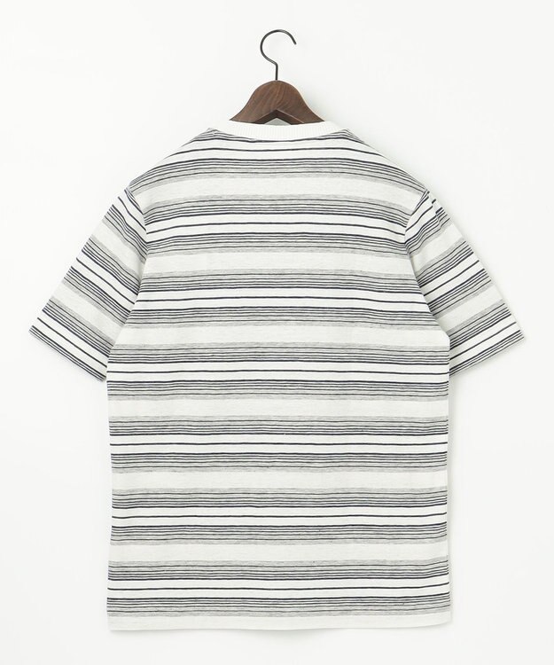 JOSEPH ABBOUD 【吸水速乾】リネンマルチボーダー Tシャツ ホワイト系2