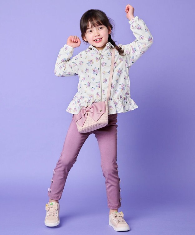 ANY KIDS 裾リボンストレート パンツ ラベンダー