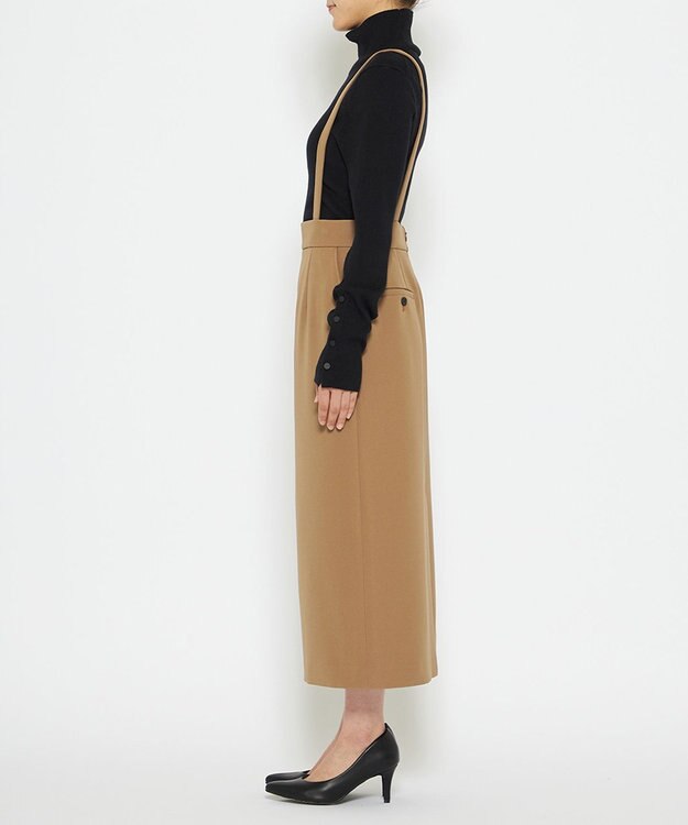 uncrave 【防しわ・UVカット・洗濯機洗い可】バルキーツイル スカート(サスペンダー付き)（uncrave STANDARD） キャメル