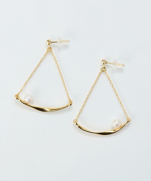 Phoebe 【金属アレルギー対応】スライヴパールトライアングルピアス　ゴールド/ニッケルフリー ゴールド