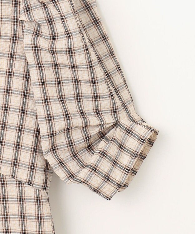 Feroux 【洗える】サッカーチェック ワンピース ベージュ系1