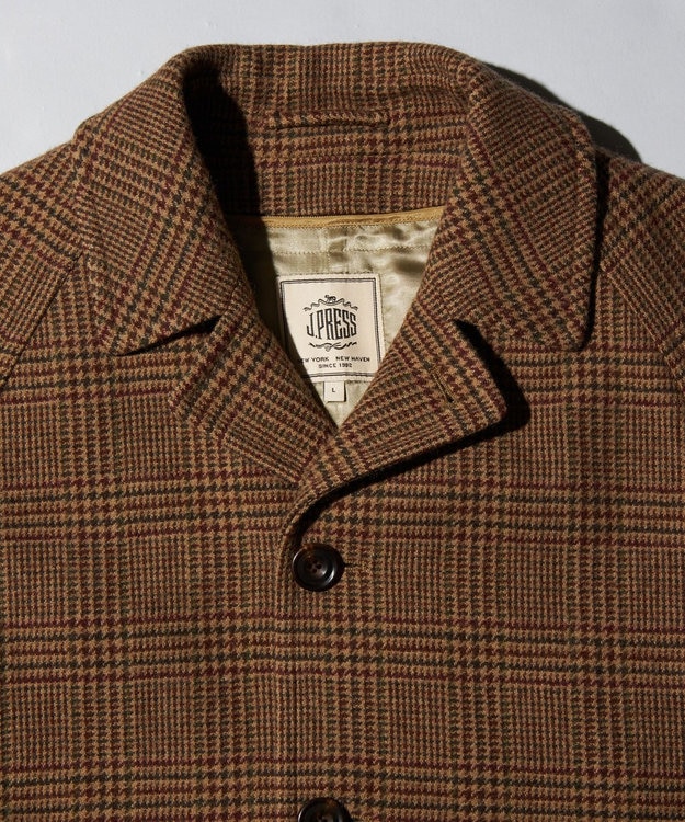 J.PRESS MEN 【JAPAN TWEED with REAL SHETLAND】ガンクラブチェック バルカラーコート ブラウン系4