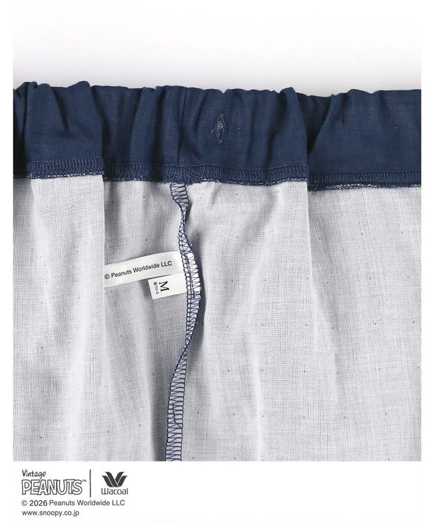 WACOAL PEANUTS パジャマ 4分袖 長ズボン 綿100%(本体) スヌーピー レディース FDT165 /ワコール サックス