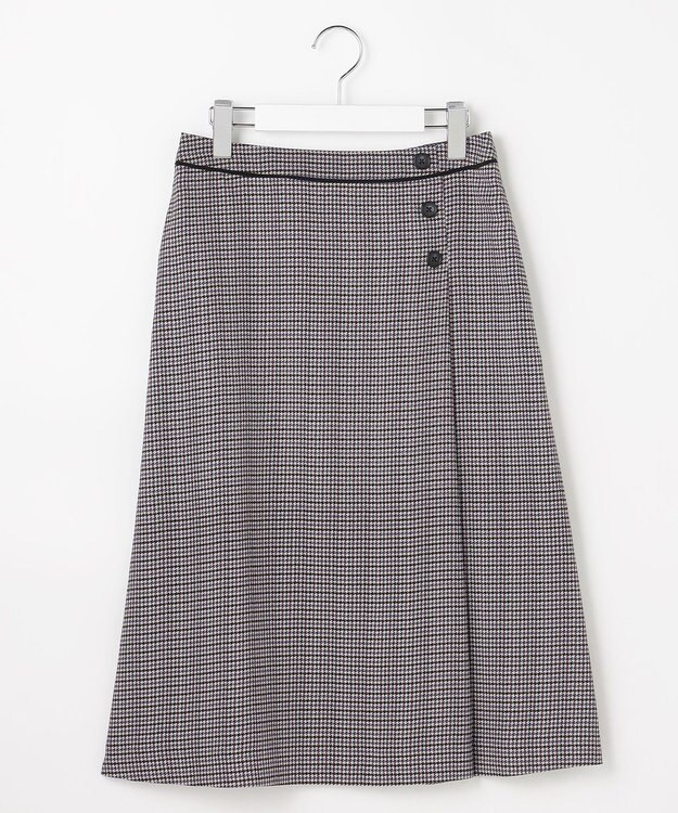 J.PRESS LADIES デシンハウンドトゥースプリント スカート ネイビー系