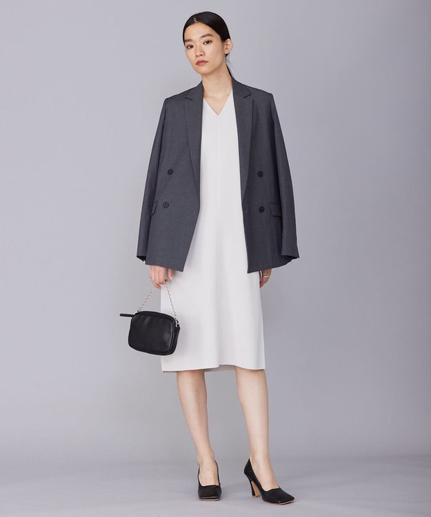 ICB L 【セットアップ対応・洗える】 LooseWeave ダブルブレストジャケット チャコール系