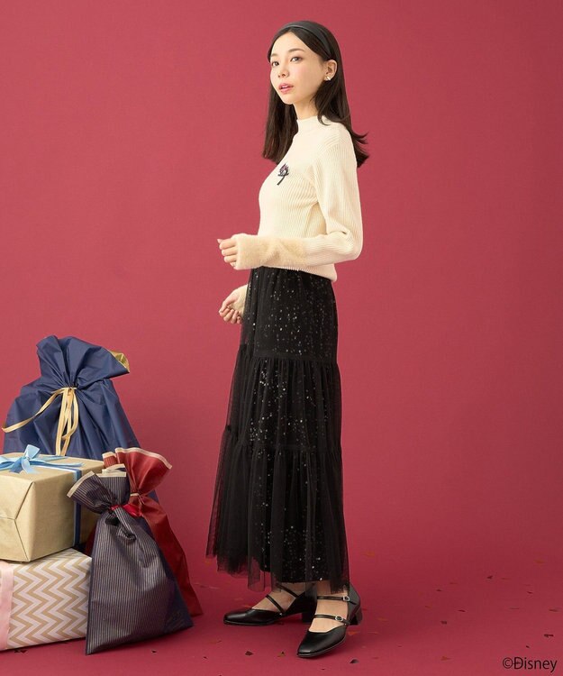 earth music&ecology Ｄｉｓｎｅｙ／フィガロ刺繍袖フェザーニット Ivory