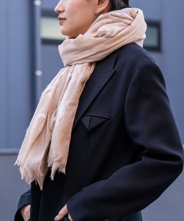 muto ニードルパンチ シルクウールストール beige