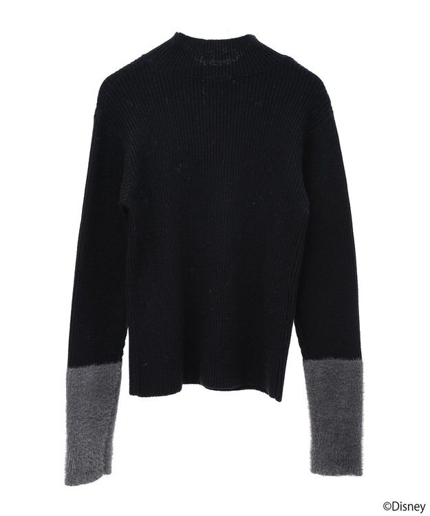 earth music&ecology Ｄｉｓｎｅｙ／フィガロ刺繍袖フェザーニット Black