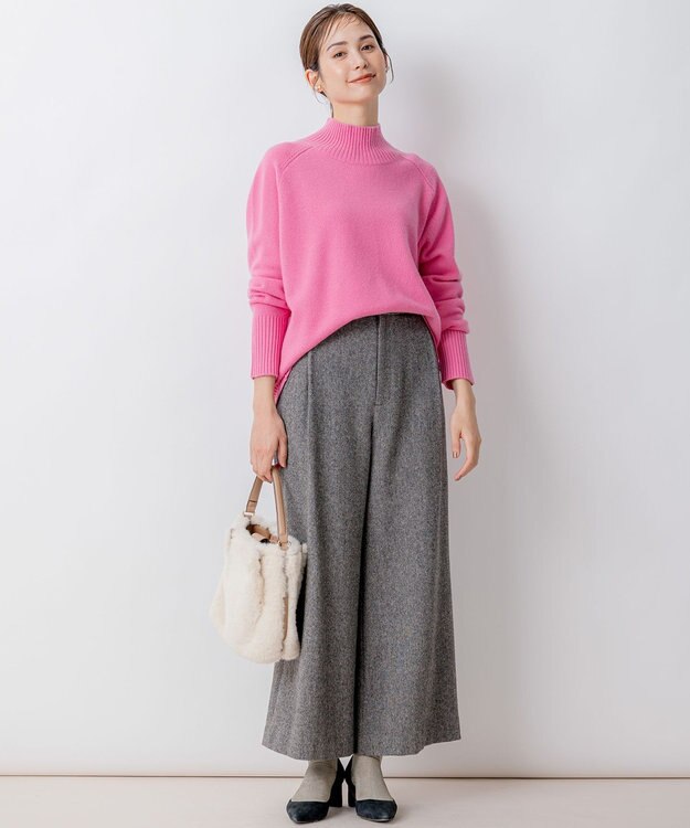 組曲 【8色展開・WEB限定】ウールカシミヤミックス ハイネック ニット ローズピンク系9