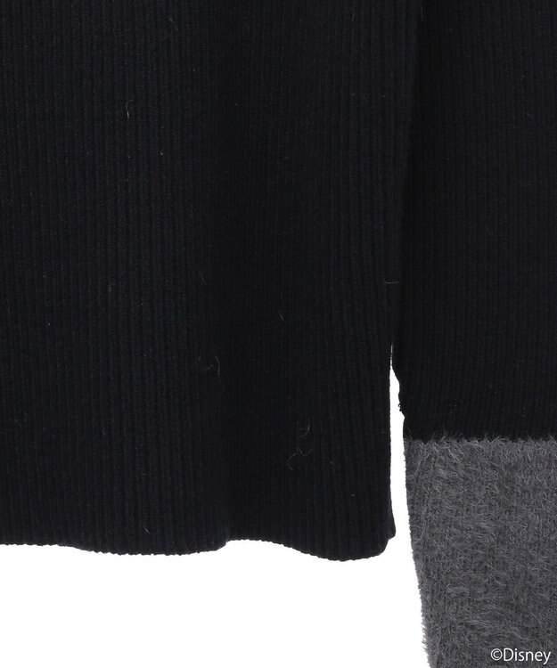 earth music&ecology Ｄｉｓｎｅｙ／フィガロ刺繍袖フェザーニット Black