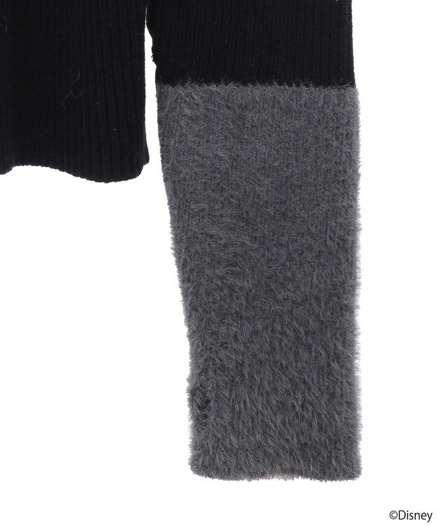 earth music&ecology Ｄｉｓｎｅｙ／フィガロ刺繍袖フェザーニット Black