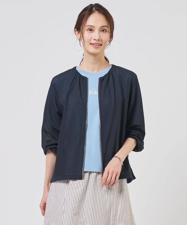 J.PRESS LADIES S シアーブルゾン ネイビー系