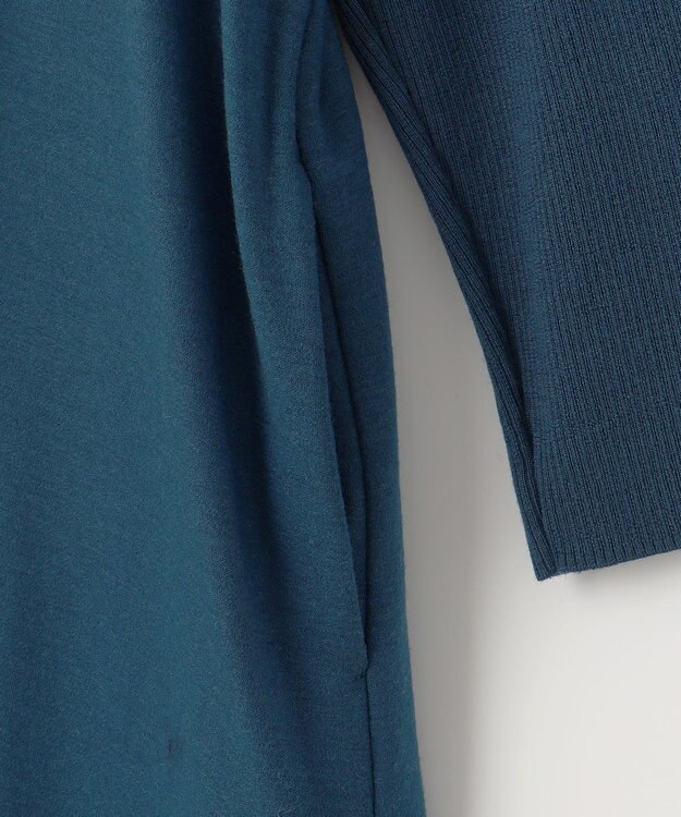自由区 【洗える】ウールニットコンビジャージー ライトアウター リッツブルー系