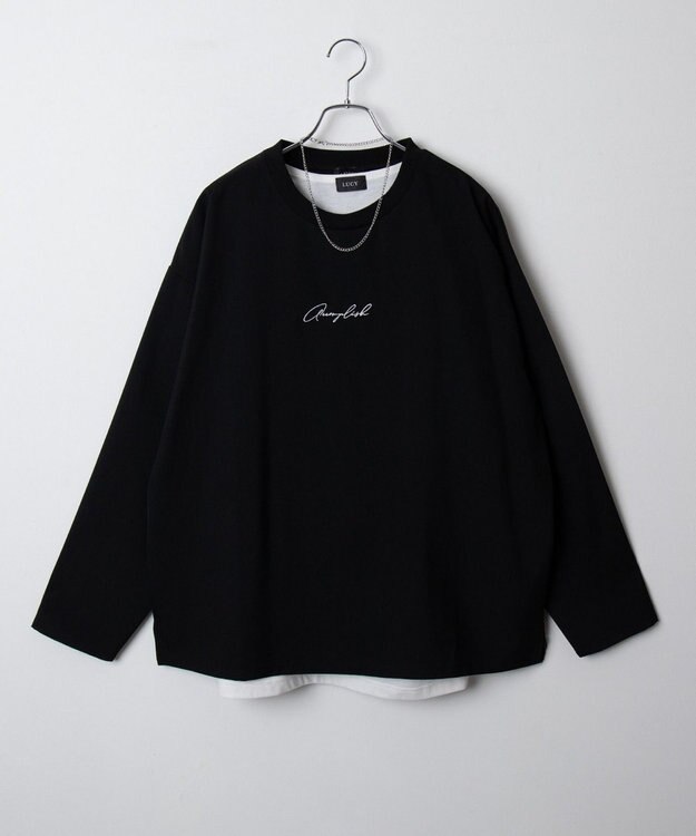 WEGO 【セットアイテム/軽量/シワにならない】ドライポリアンサンブルプルオーバーシャツ（LS） ブラック