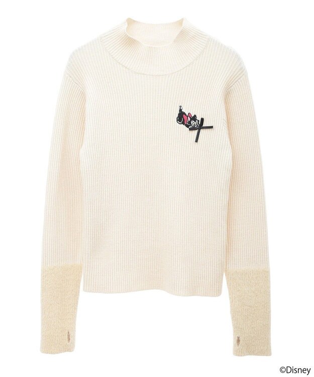 earth music&ecology Ｄｉｓｎｅｙ／フィガロ刺繍袖フェザーニット Ivory