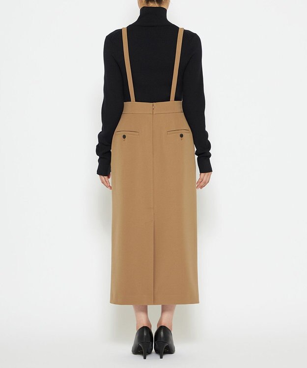 uncrave 【防しわ・UVカット・洗濯機洗い可】バルキーツイル スカート(サスペンダー付き)（uncrave STANDARD） キャメル