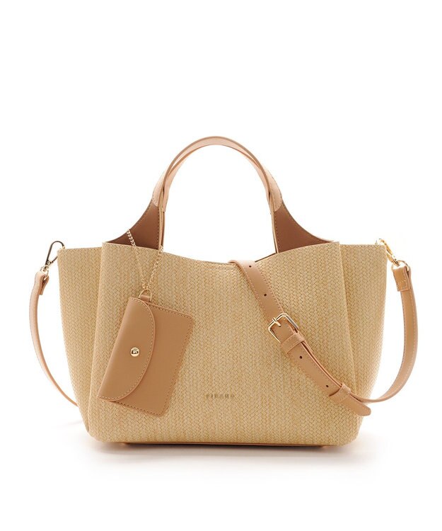 MioFIRANO ウーブンルックハンドバッグ 2WAY パスケース付き　FIRANO フィラノ BEIGE