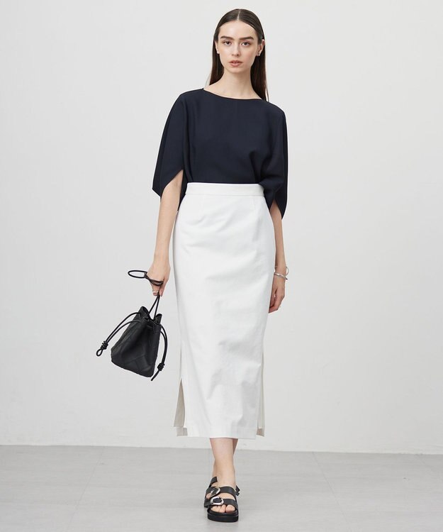 ICB 【新色追加・WEB限定カラーあり・UVケア・接触冷感・速乾・防シワ・洗える】FluidBackSatin ドルマンスリーブブラウス ネイビー系