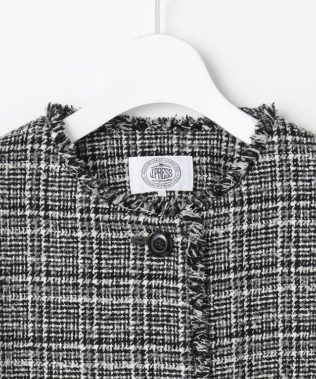 J.PRESS LADIES L Lightループチェック ツイード ジャケット ブラックミックス系