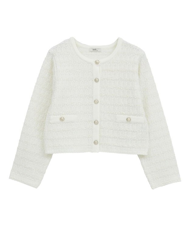 earth music&ecology ニットツイードジャケット Ivory