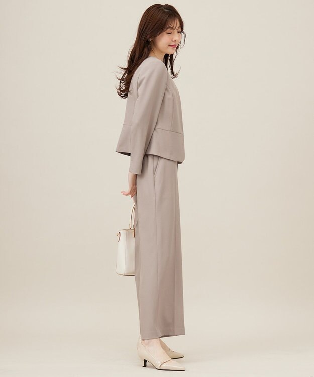 ANY SIS 【UVカット・接触冷感・吸水速乾】スマートビューティストレッチ ペプラムショート ジャケット グレージュ