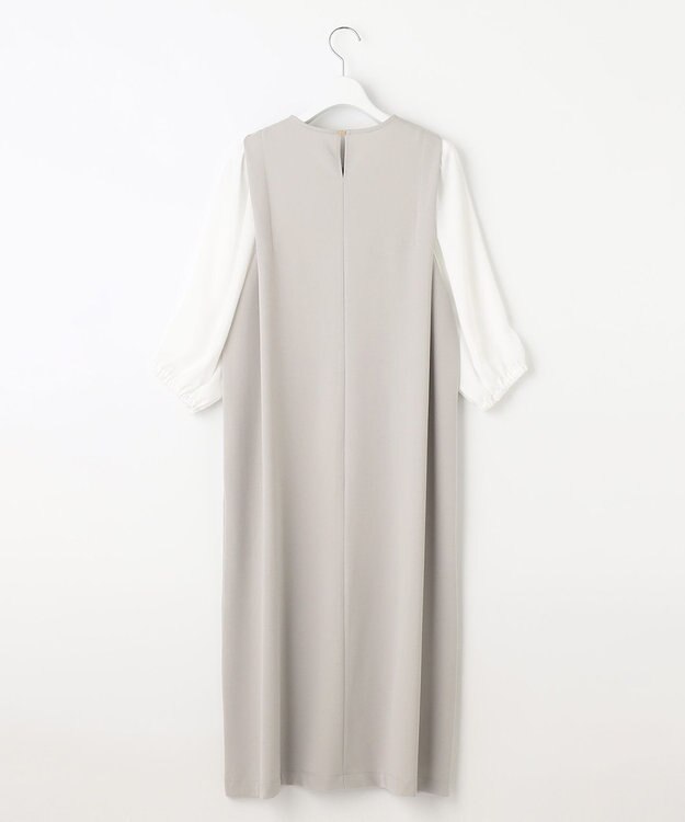 Feroux 【洗える】ジョーゼットコンビポンチ ワンピース アイスグレー系