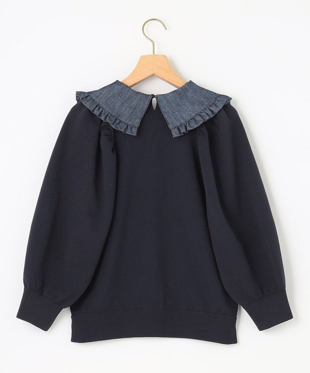 組曲 L 【組曲×setsuko sagittaire】襟付きプルオーバー ニット ネイビー系