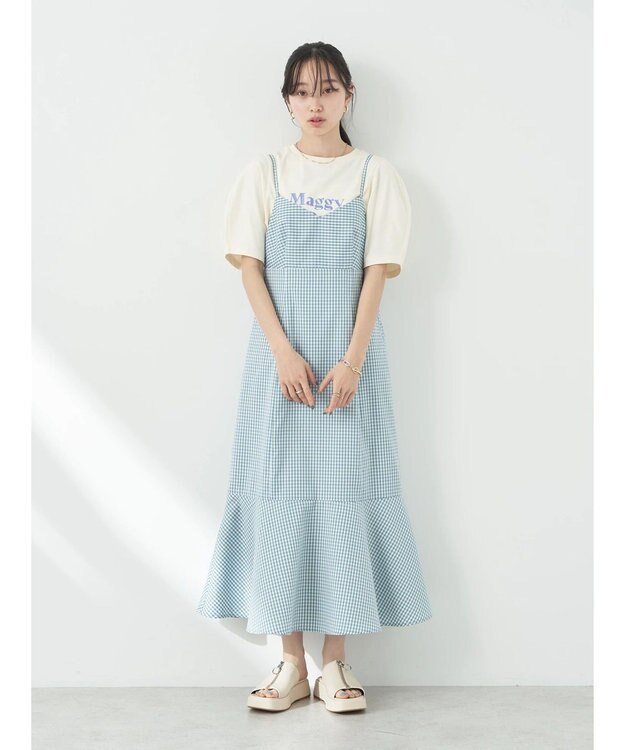 earth music&ecology チェックマーメイドキャミワンピース Black